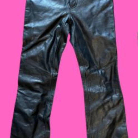 VINT.Bootcut 90's/00's leather pants SZ 2 mid rise - Picture 3 of 4